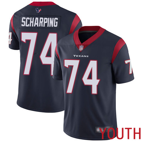 Houston Texans Limited Navy Blue Youth Max Scharping Home Jersey NFL Football #74 Vapor Untouchable
